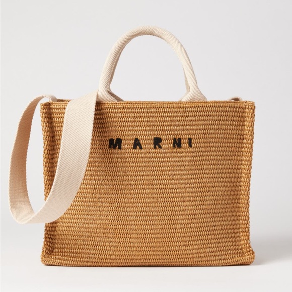 Marni Brown Woven Small Basket Tote Bag